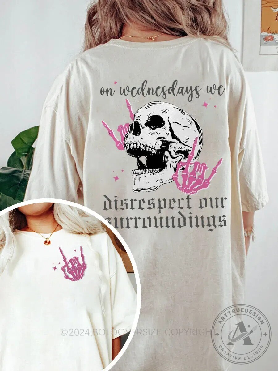 Wednesday Addams Disrespect Our Surroundings Skull T-Shirt